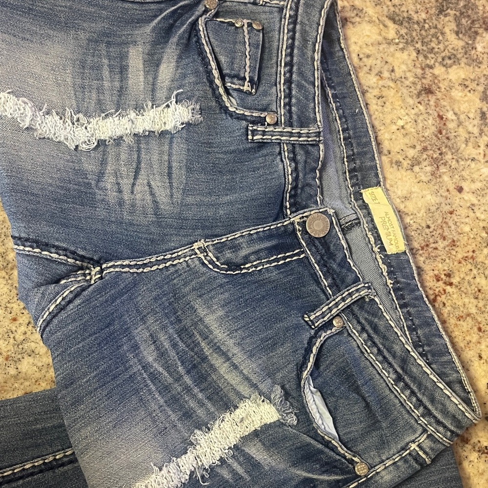 Almost Famous Blue Distressed Boyfriend Jeans